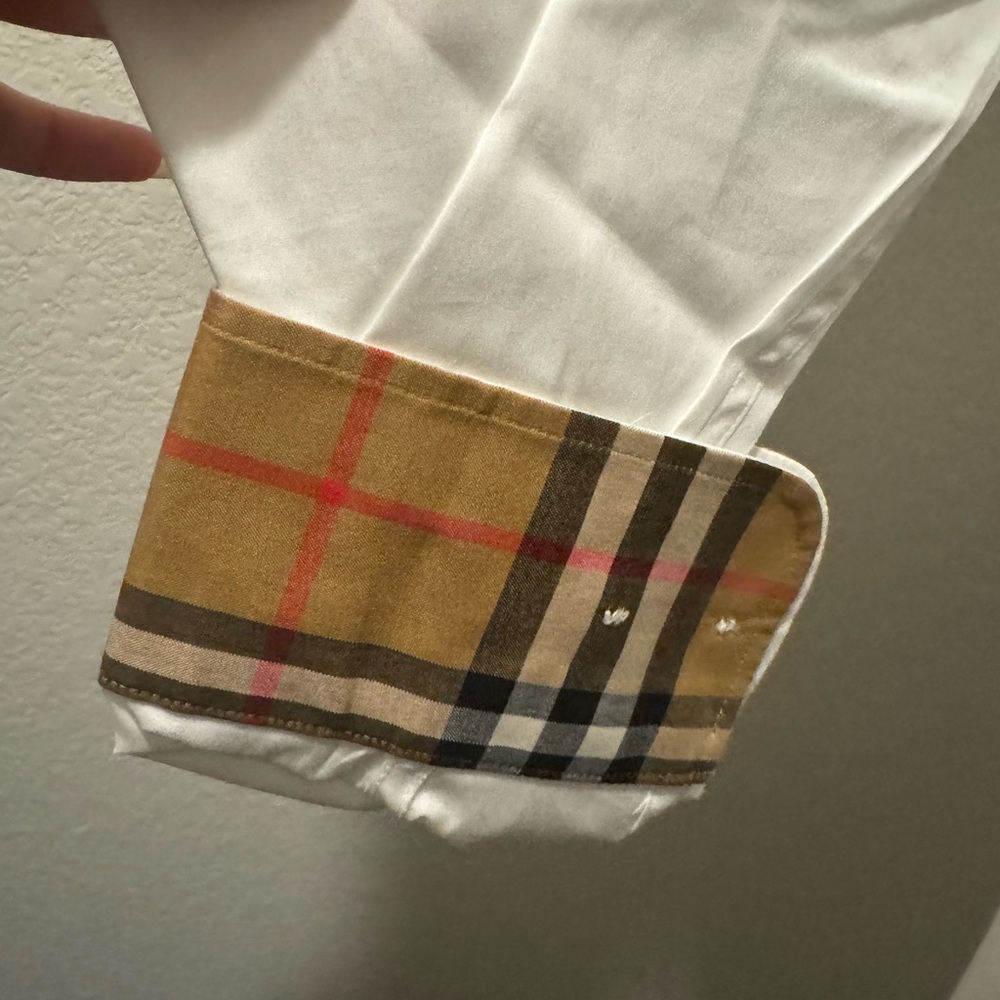 Burberry Mens White Check Dress Shirt - Picture 3 of 7